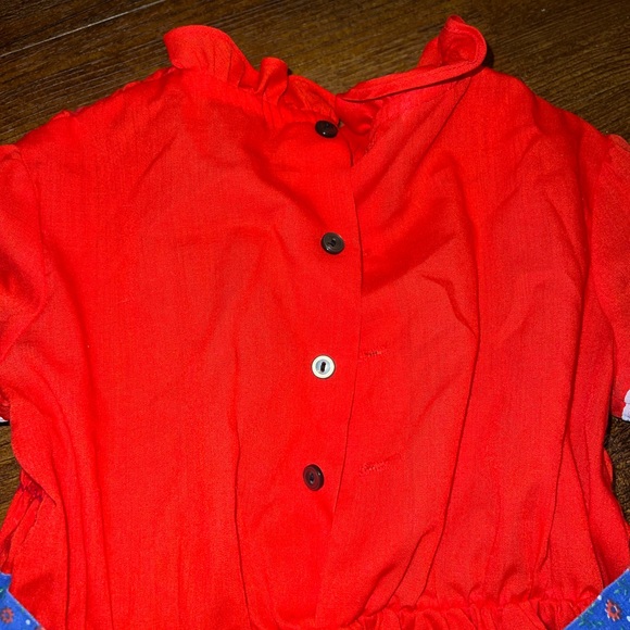 Vintage Toddlers 70s Polly Flinders Hand Smocked Embroidered Apron Dress - Picture 8 of 15